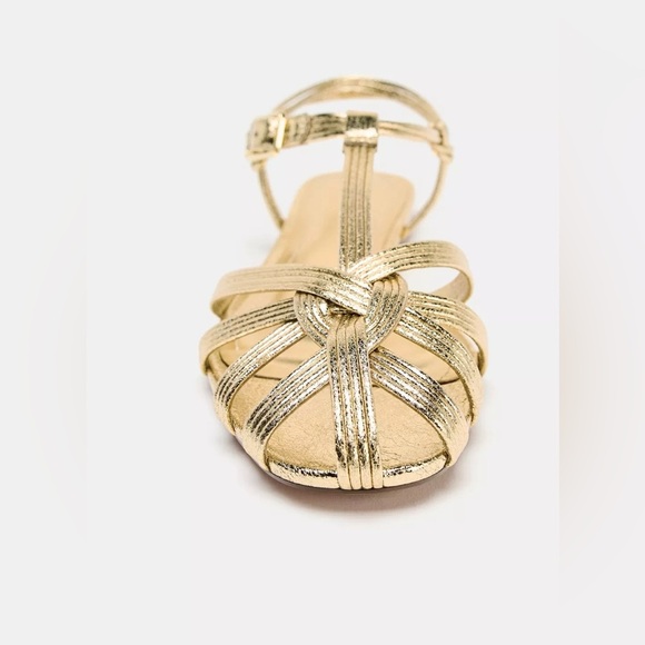 Zara Gold Strappy Sandals - Picture 2 of 6